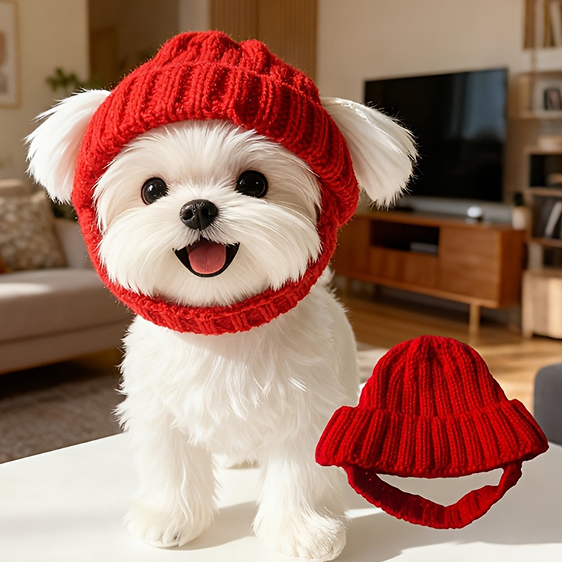 Winter Trapper Hat - 1Pc Maltese Dog Beanie Hat Soft