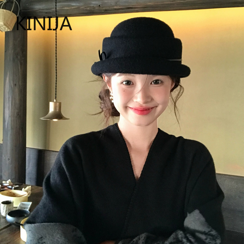 Fedora Hat Wool - Hepburn Style Wool Top Hat Beret