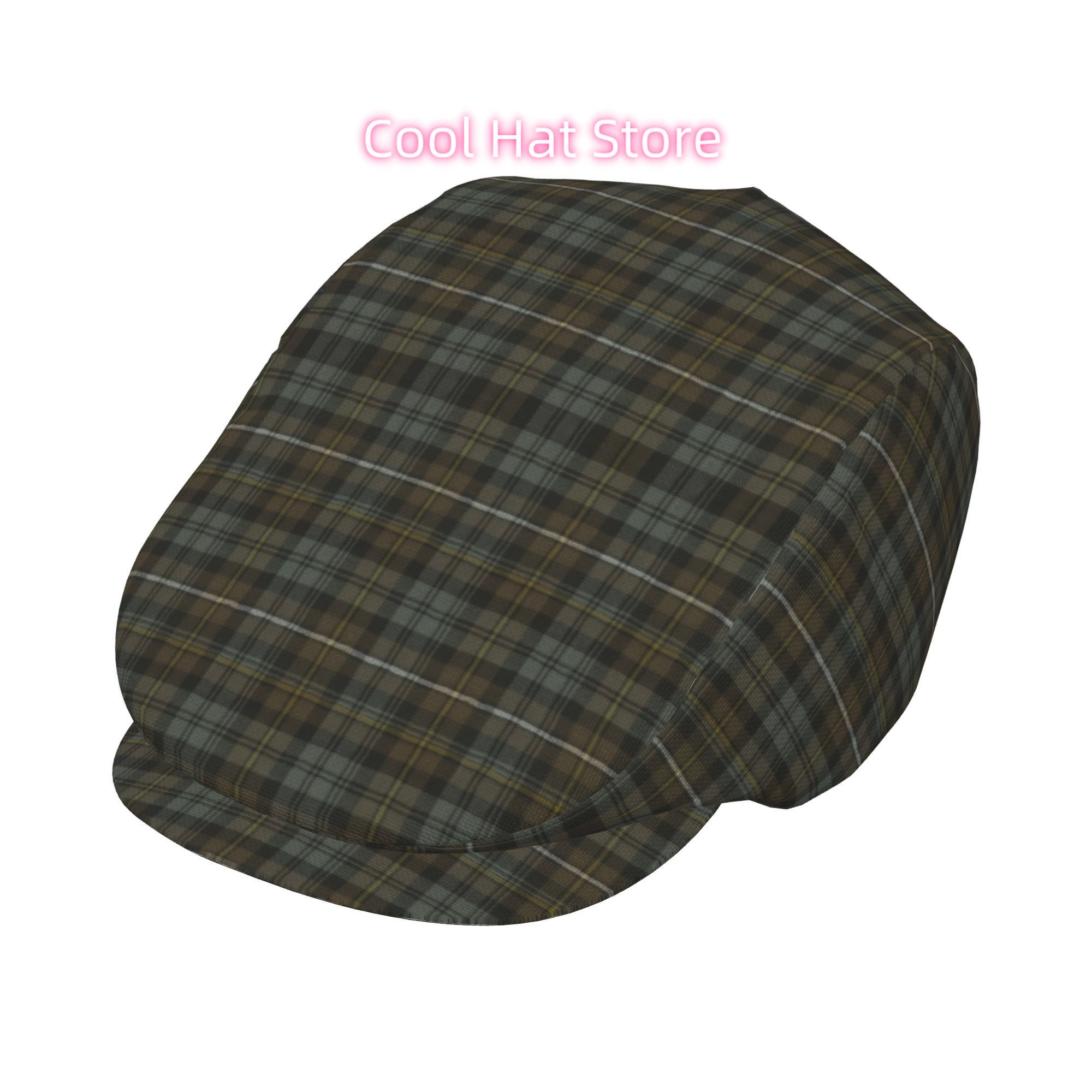 Newsboy Cap Ivy - Brown And Gray Plaid Pattern Men