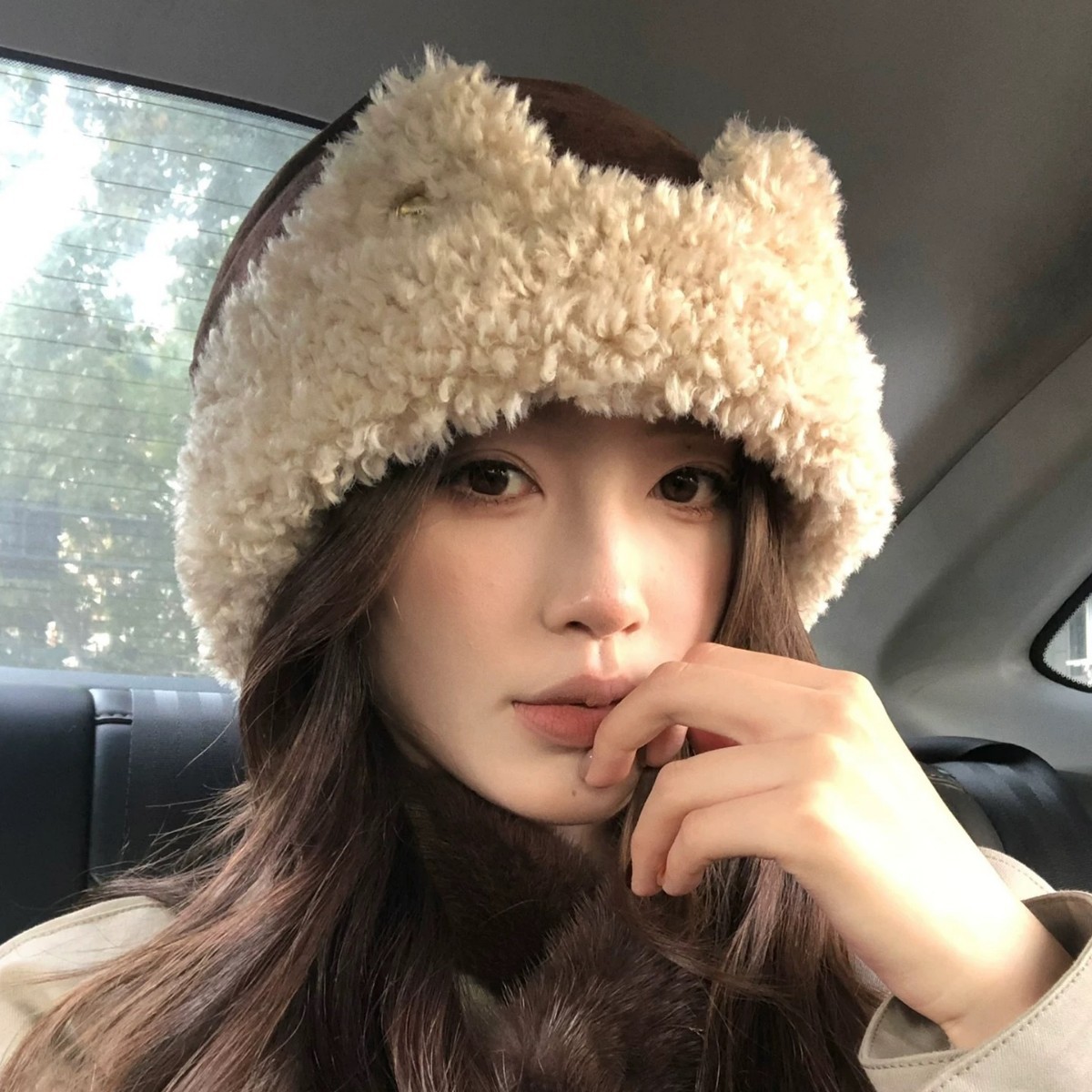 Cute Cat Ears Fluffy Lamb Flee - Winter Trapper Hat 评论和价格