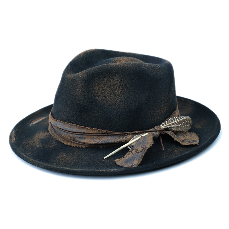 Original Painted Fire Retro Fe - Fedora Hat Wool 评论和价格